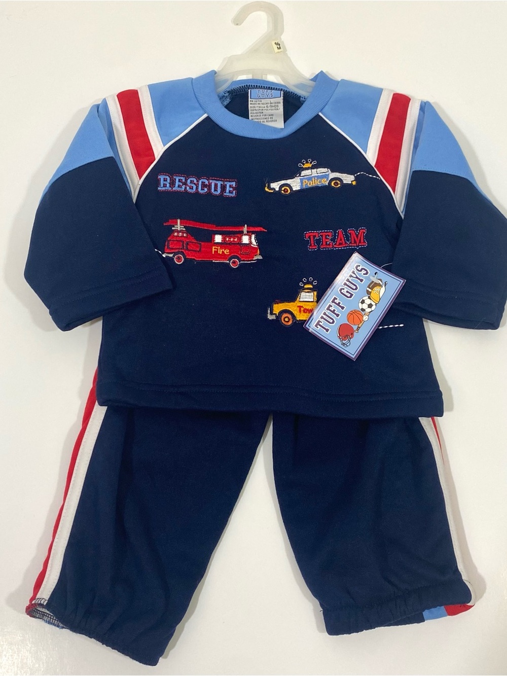 Baby Boy’s Vintage Y2K Firetruck Police Car Sweat Suit 6 9 Months